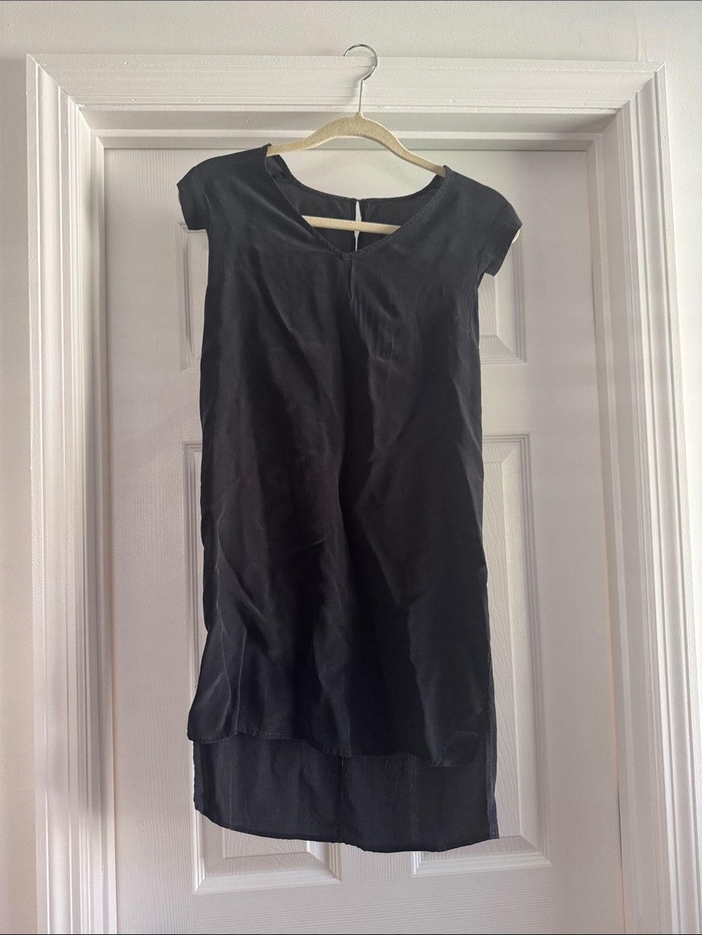 AllSaints Black Sheer Cap-Sleeve Layered Shift Dress